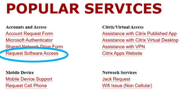 Select Request Software Access