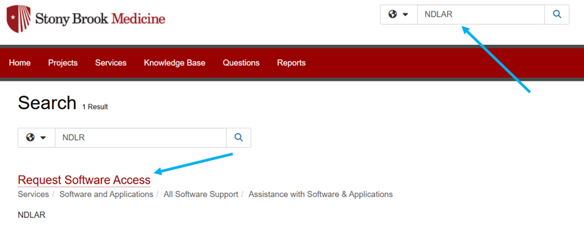 Search for NDLAR> Select Request Software Access > Select NDLAR from the list
