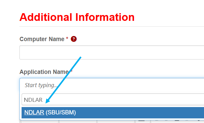 Search for NDLAR> Select Request Software Access > Select NDLAR from the list